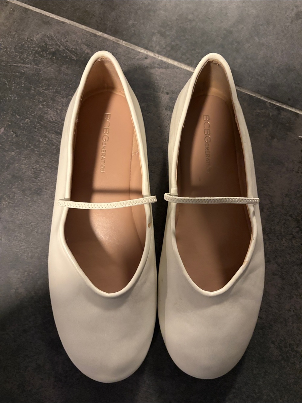 BCBGeneration Cream Mary Jane Flats with Slim Strap